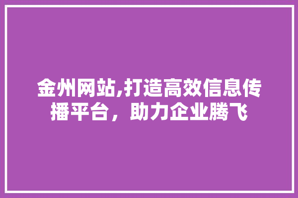 金州网站,打造高效信息传播平台，助力企业腾飞
