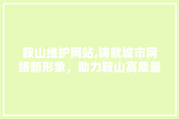 鞍山维护网站,铸就城市网络新形象，助力鞍山高质量发展