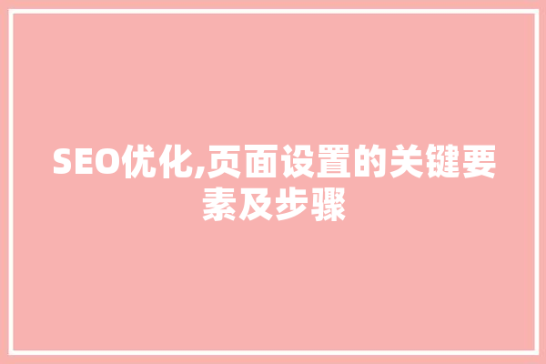 SEO优化,页面设置的关键要素及步骤
