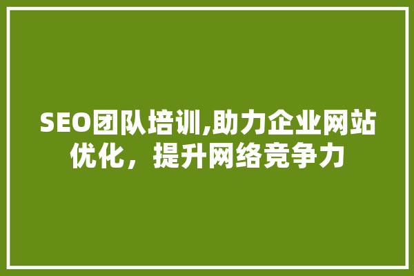 SEO团队培训,助力企业网站优化，提升网络竞争力