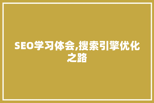 SEO学习体会,搜索引擎优化之路 AI快讯