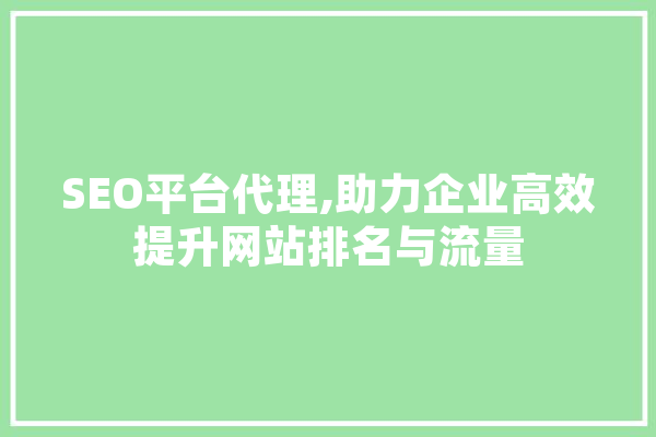 SEO平台代理,助力企业高效提升网站排名与流量