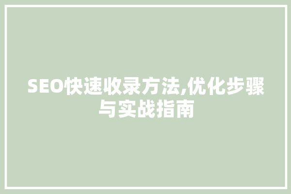 SEO快速收录方法,优化步骤与实战指南