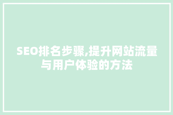 SEO排名步骤,提升网站流量与用户体验的方法 文字写作