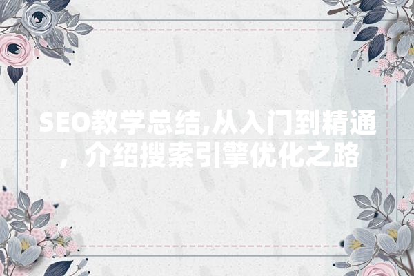 SEO教学总结,从入门到精通，介绍搜索引擎优化之路