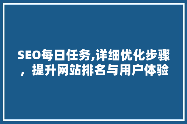 SEO每日任务,详细优化步骤，提升网站排名与用户体验