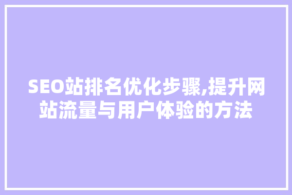 SEO站排名优化步骤,提升网站流量与用户体验的方法