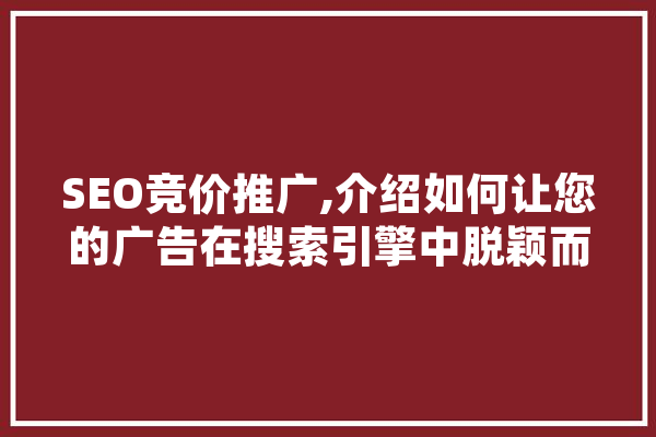 SEO竞价推广,介绍如何让您的广告在搜索引擎中脱颖而出