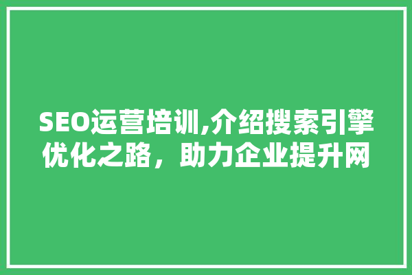 SEO运营培训,介绍搜索引擎优化之路，助力企业提升网络竞争力