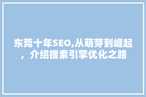 东莞十年SEO,从萌芽到崛起，介绍搜索引擎优化之路