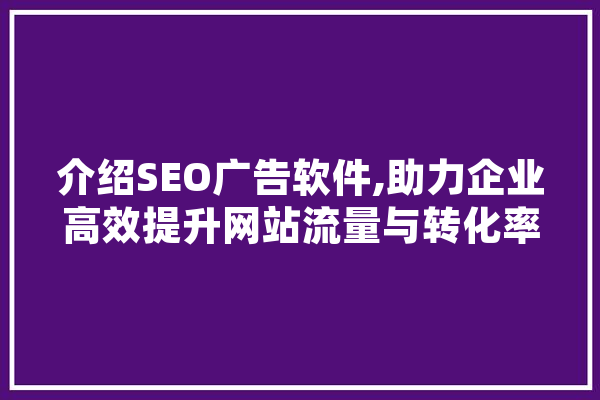 介绍SEO广告软件,助力企业高效提升网站流量与转化率