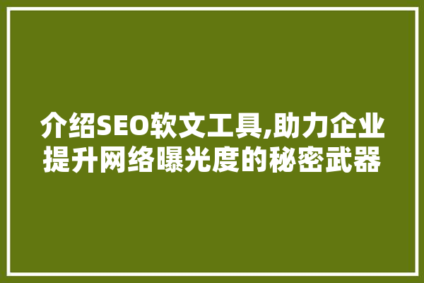 介绍SEO软文工具,助力企业提升网络曝光度的秘密武器