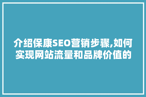 介绍保康SEO营销步骤,如何实现网站流量和品牌价值的双重提升
