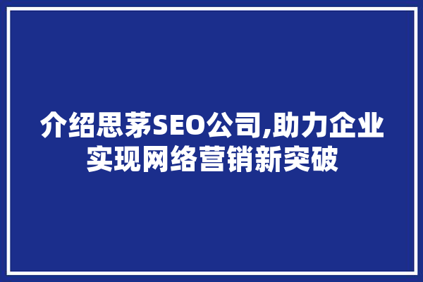 介绍思茅SEO公司,助力企业实现网络营销新突破