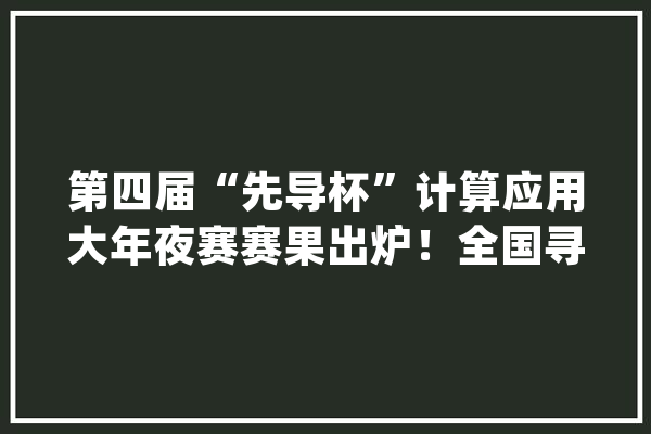 第四届“先导杯”计算应用大年夜赛赛果出炉！全国寻衅赛成功收官_先导_战队 计算机