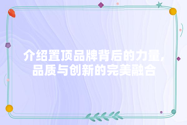 介绍置顶品牌背后的力量,品质与创新的完美融合 智能写作