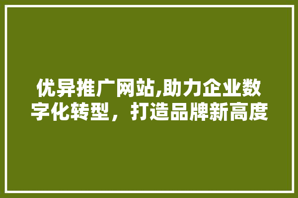 优异推广网站,助力企业数字化转型，打造品牌新高度 绘影字幕