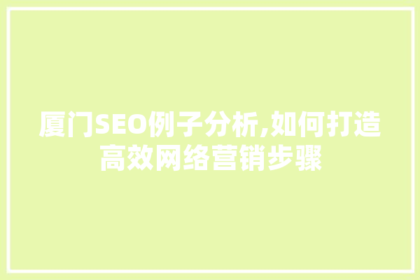 厦门SEO例子分析,如何打造高效网络营销步骤