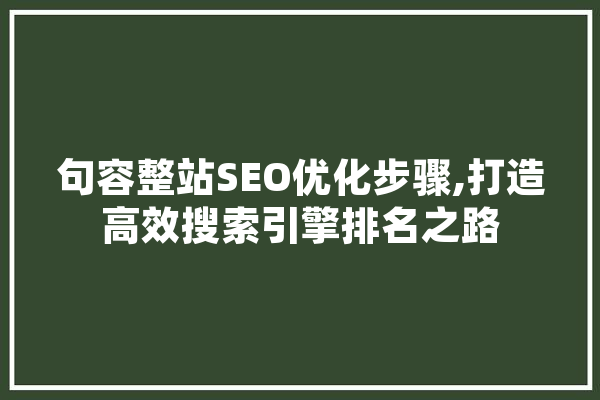 句容整站SEO优化步骤,打造高效搜索引擎排名之路