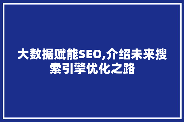 大数据赋能SEO,介绍未来搜索引擎优化之路 AI简讯