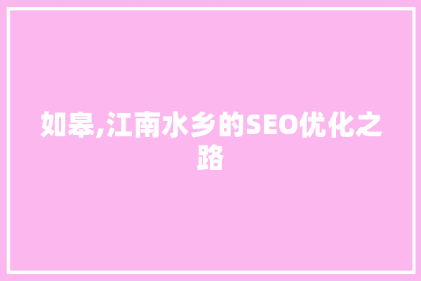 如皋,江南水乡的SEO优化之路