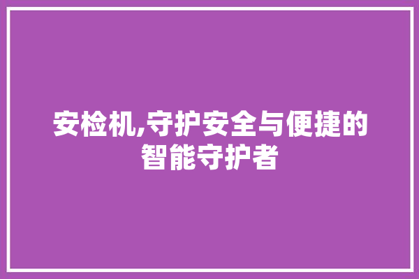 安检机,守护安全与便捷的智能守护者