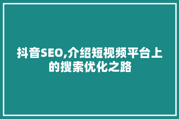 抖音SEO,介绍短视频平台上的搜索优化之路