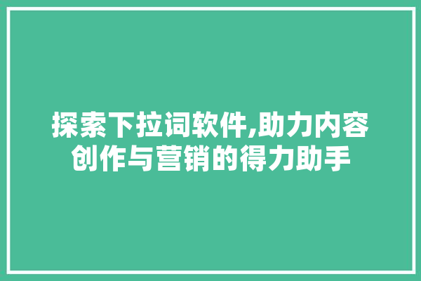 探索下拉词软件,助力内容创作与营销的得力助手