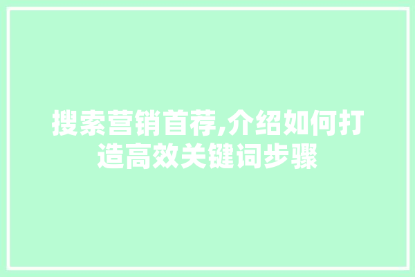 搜索营销首荐,介绍如何打造高效关键词步骤