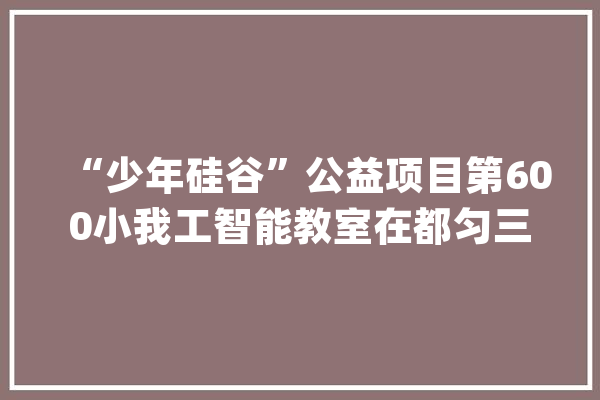 “少年硅谷”公益项目第600小我工智能教室在都匀三中揭牌_人工智能_硅谷 绘影字幕