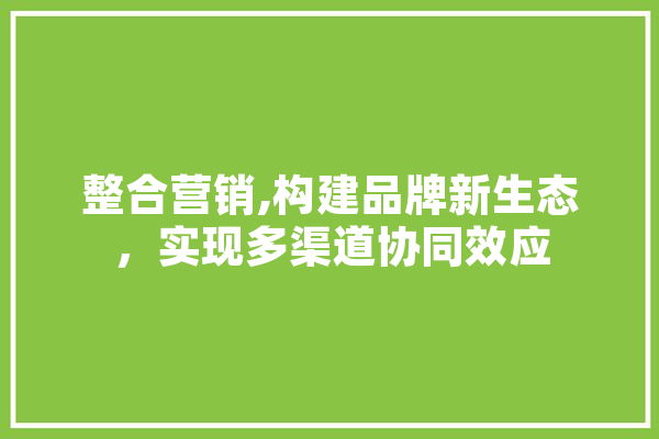 整合营销,构建品牌新生态，实现多渠道协同效应 智能写作