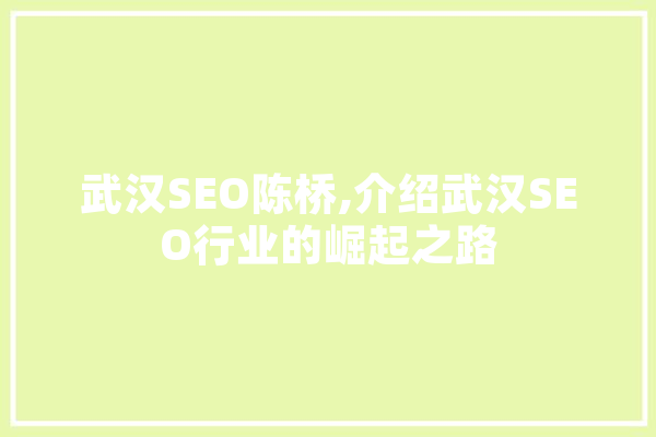 武汉SEO陈桥,介绍武汉SEO行业的崛起之路