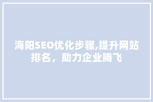 海阳SEO优化步骤,提升网站排名，助力企业腾飞
