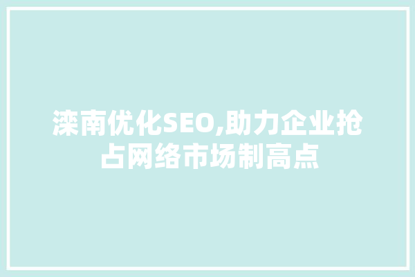 滦南优化SEO,助力企业抢占网络市场制高点