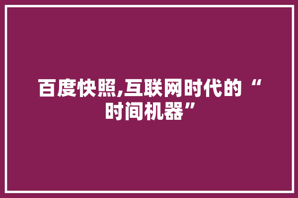 百度快照,互联网时代的“时间机器”