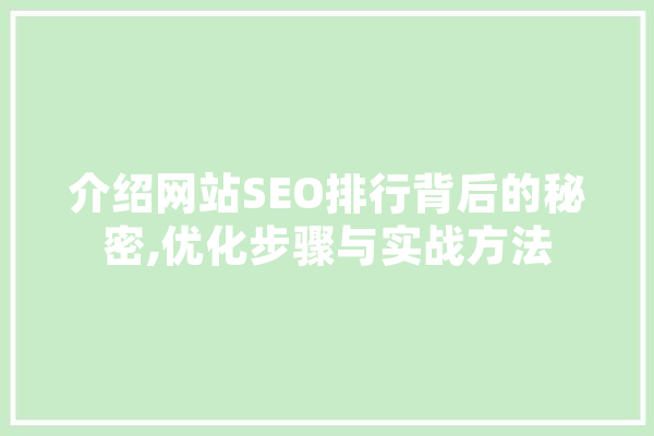 介绍网站SEO排行背后的秘密,优化步骤与实战方法