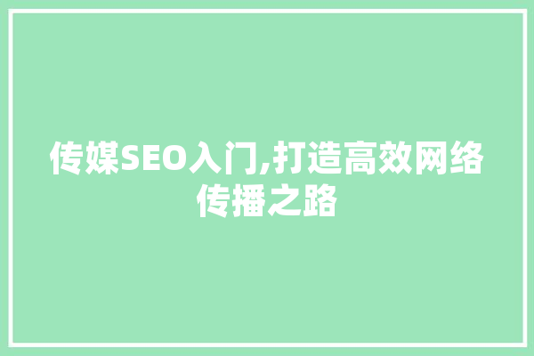 传媒SEO入门,打造高效网络传播之路