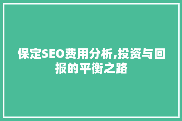 保定SEO费用分析,投资与回报的平衡之路