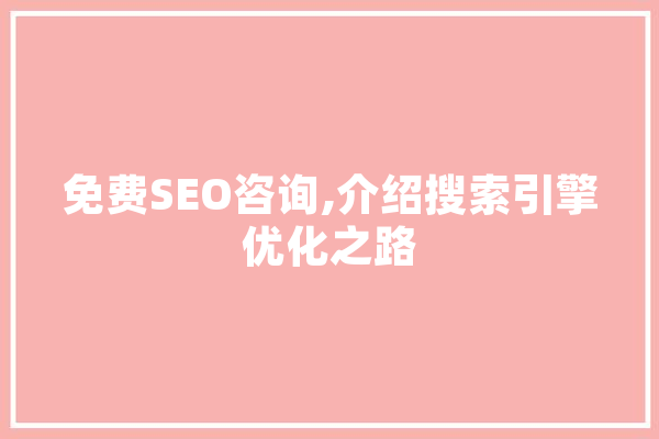 免费SEO咨询,介绍搜索引擎优化之路