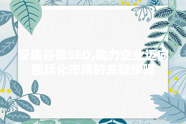 安康谷歌SEO,助力企业迈向国际化市场的关键步骤