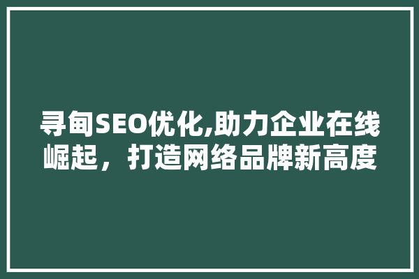 寻甸SEO优化,助力企业在线崛起，打造网络品牌新高度