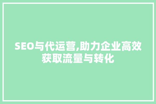 SEO与代运营,助力企业高效获取流量与转化
