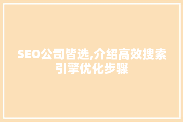 SEO公司皆选,介绍高效搜索引擎优化步骤