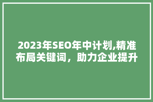 2023年SEO年中计划,精准布局关键词，助力企业提升在线竞争力