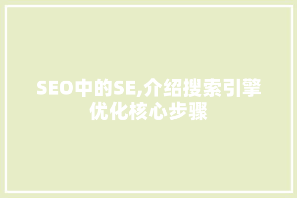 SEO中的SE,介绍搜索引擎优化核心步骤