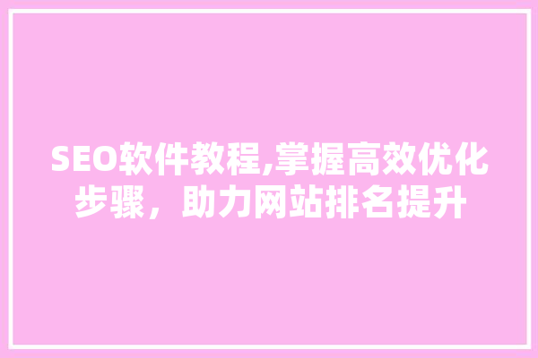SEO软件教程,掌握高效优化步骤，助力网站排名提升 云服务