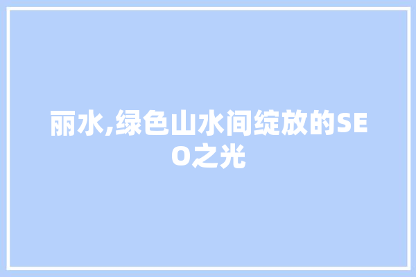 丽水,绿色山水间绽放的SEO之光