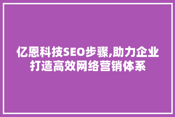 亿恩科技SEO步骤,助力企业打造高效网络营销体系