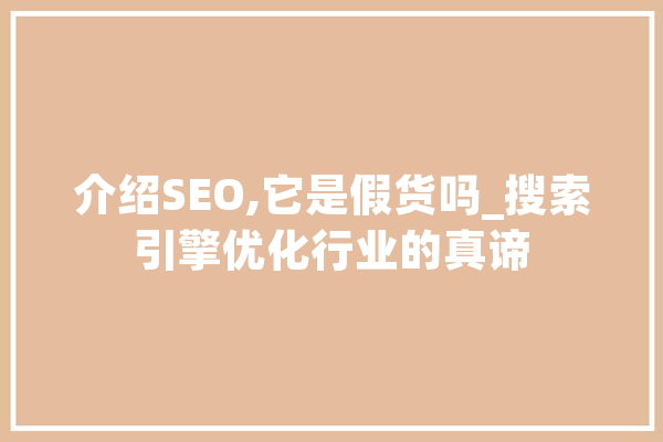 介绍SEO,它是假货吗_搜索引擎优化行业的真谛