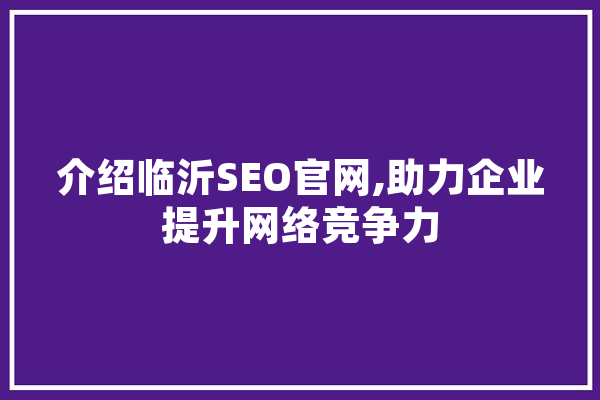 介绍临沂SEO官网,助力企业提升网络竞争力